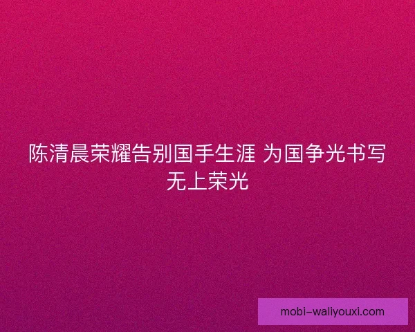陈清晨荣耀告别国手生涯 为国争光书写无上荣光 陈清晨荣耀告别国手生涯 为国争光书写无上荣光