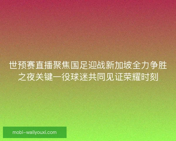 世预赛直播聚焦国足迎战新加坡全力争胜之夜关键一役球迷共同见证荣耀时刻 世预赛直播聚焦国足迎战新加坡全力争胜之夜关键一役球迷共同见证荣耀时刻